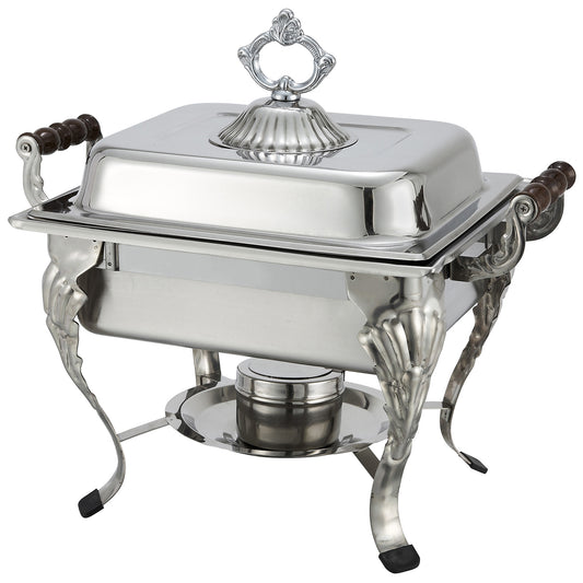 Winco 508 4 Qt. Half-size Stainless Steel Crown Chafer