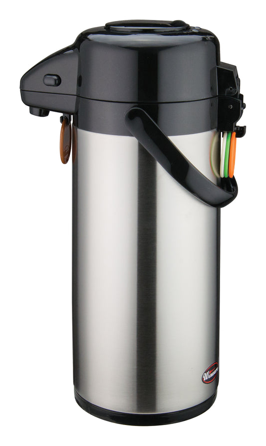 Winco APSP-925 2.5L Stainless Steel Lined Airpot w/ Push Button Top
