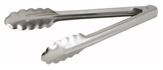 Winco UT-9 9" Stainless Steel Utility Tong, Heavyweight