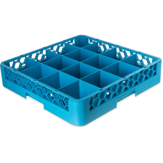 Carlisle RC1614 Carlisle Blue 16-Compartment Polypropylene OptiClean Divided Tilted Glass Rack