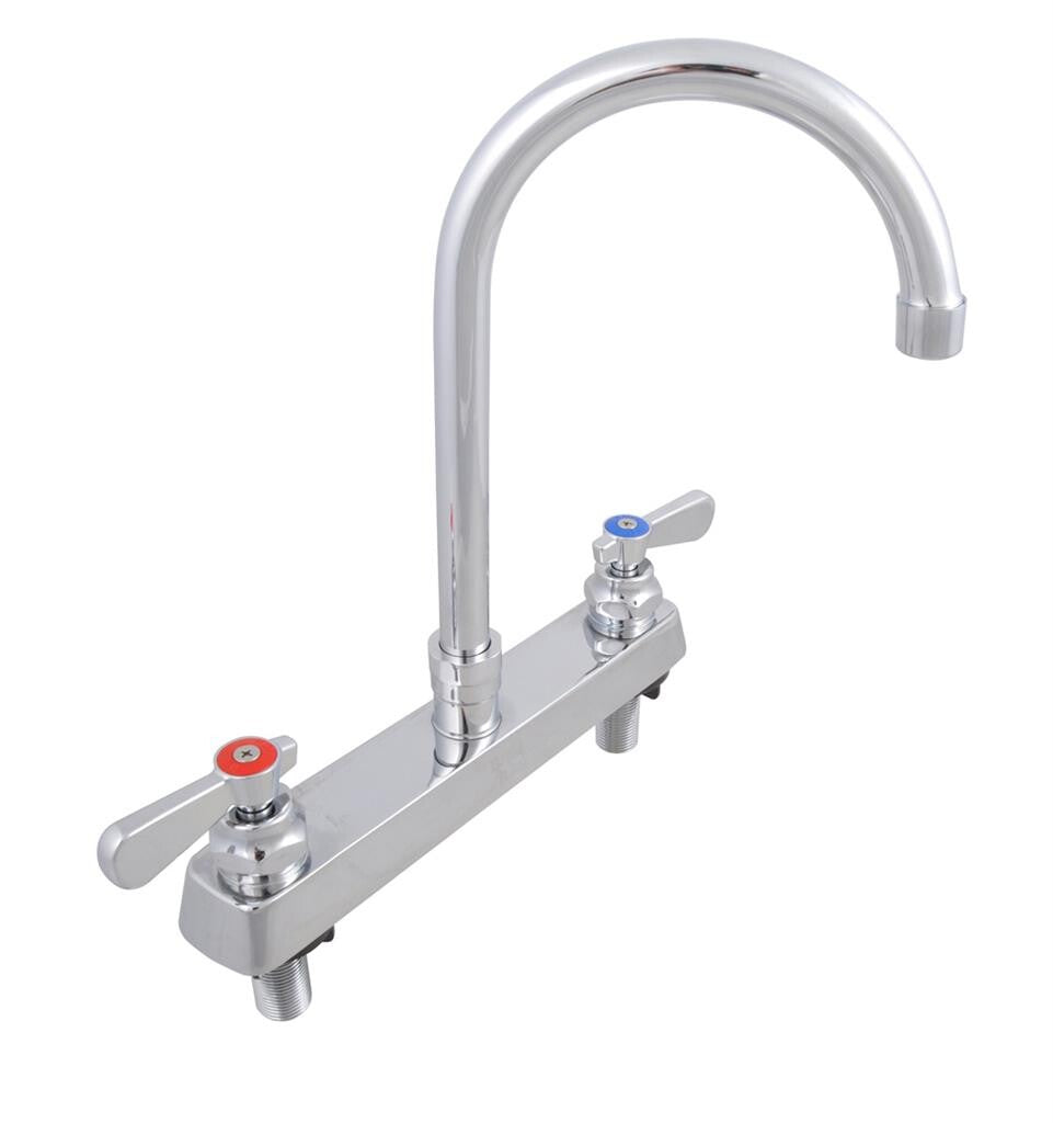 BK Resources BKF-8DM-5G-G 8" Chrome-Plated Brass O.C. Optiflow Deck Mount Faucet W/5" Gooseneck Spout