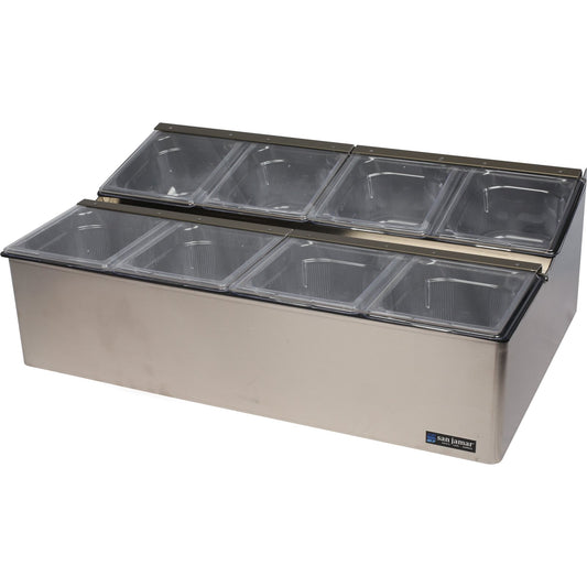 San Jamar FP9248FL 8-Compartment Stainless Steel EZ-Chill Self-Service Center