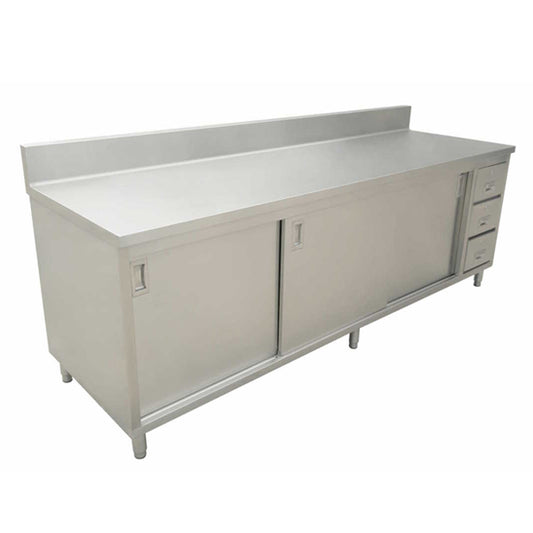 Omcan 43485 24" x 72" Worktable with Cabinet, Drawers, and Sliding Doors