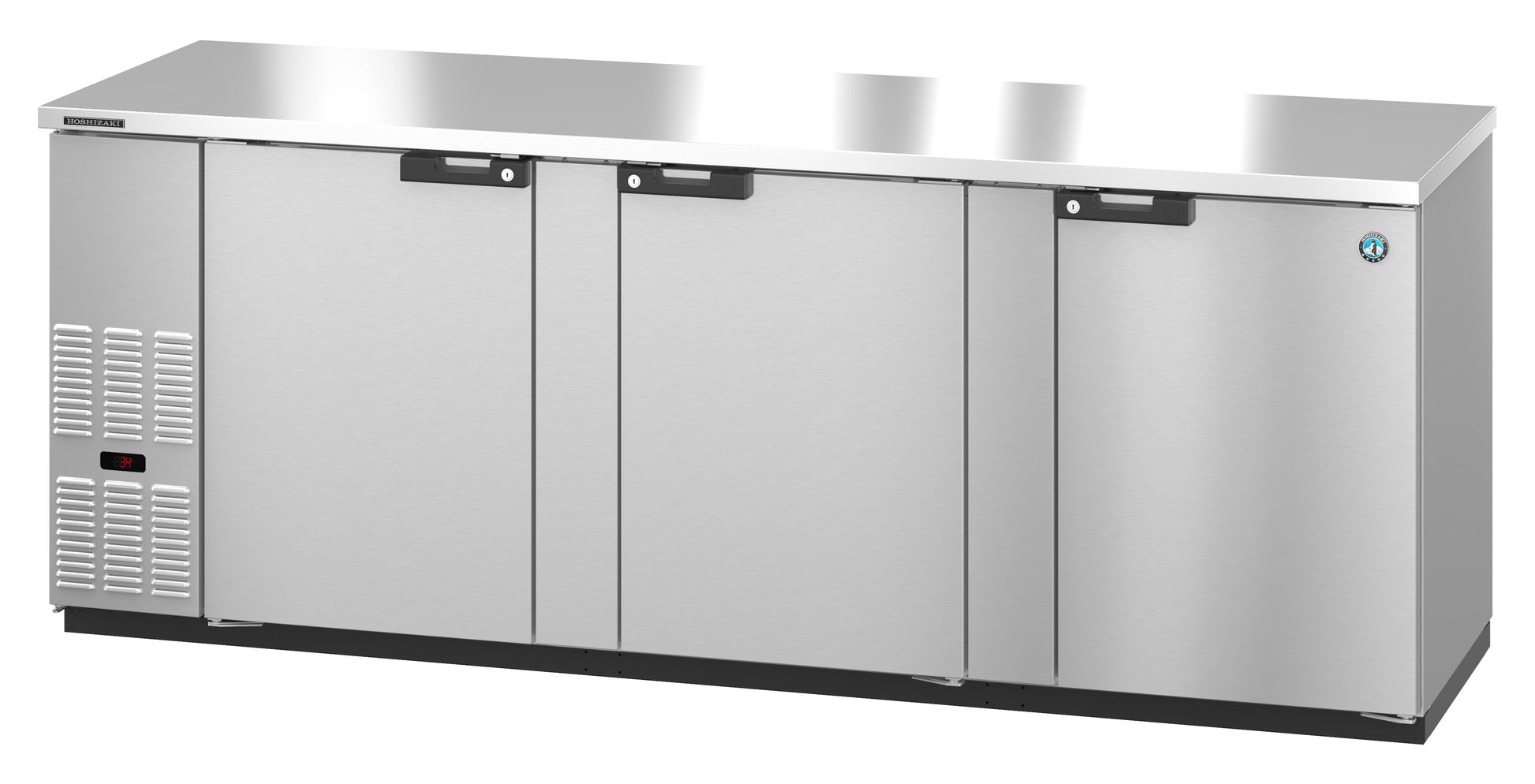 Hoshizaki BB95-S Three Section Stainless Steel Back Bar Back Bar, Solid Doors Refrigerator