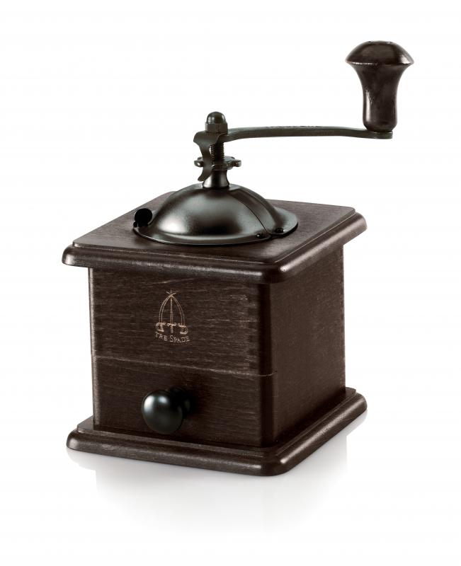 Omcan 43678 Square Dark Beech Wood and Steel Sheet Manual Traditional Coffee Grinder