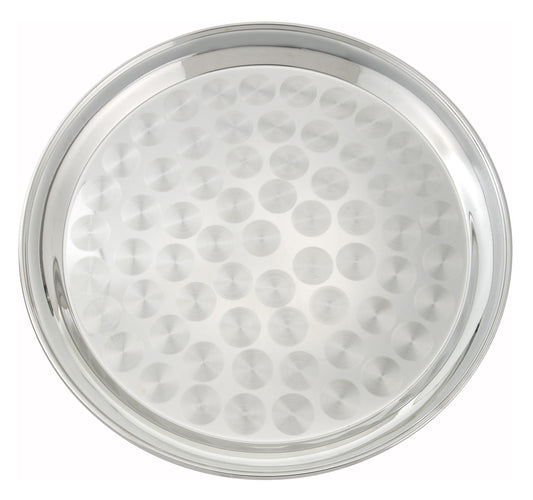Winco STRS-14 14" Swirl Pattern Stainless Steel Service Tray