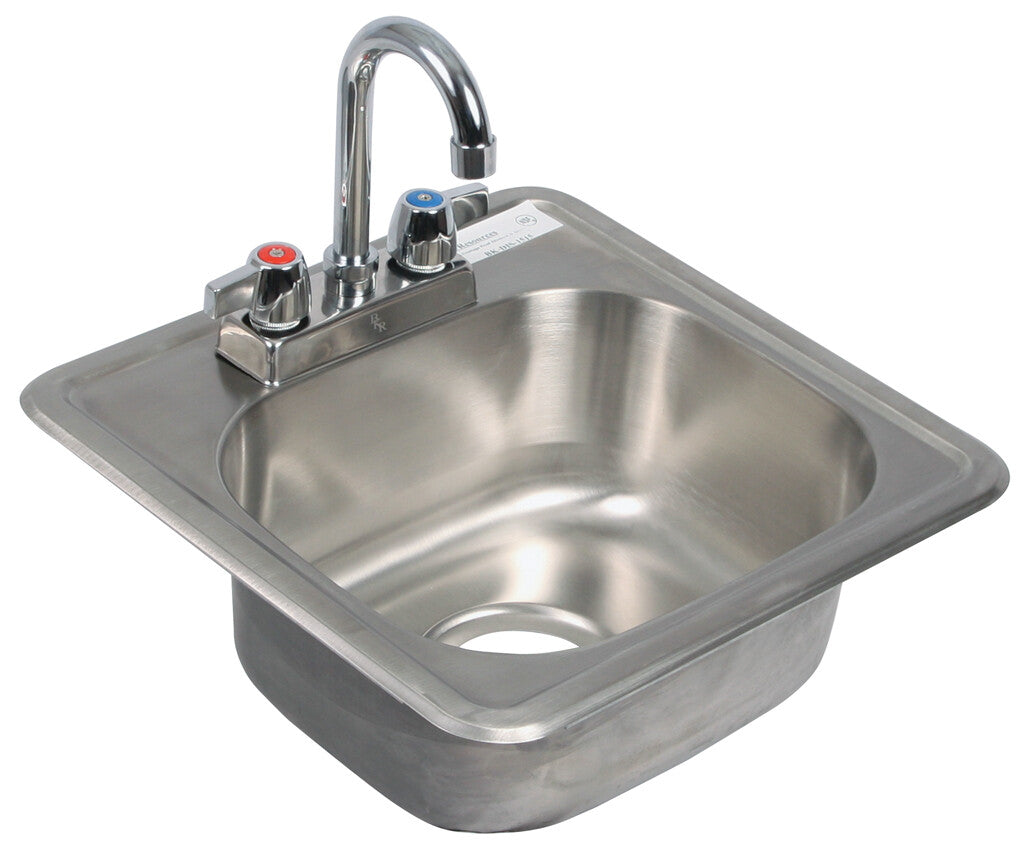 BK Resources BK-DIS-1515-P-G 15"x15" One Compartment Stainless Steel Drop-In Sink w/ Faucet