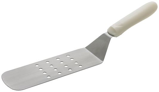 Winco TWP-91 8-1/4" x 2-7/8" Blade White Polypropylene Handle Perforated Flexible Turner w/ Offset