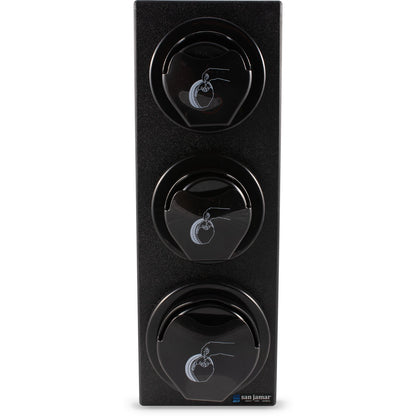 San Jamar L2913BK Black EZ-Fit Lid Dispenser L2200C (2) and L2400C (1) Trim Rings Cabinet