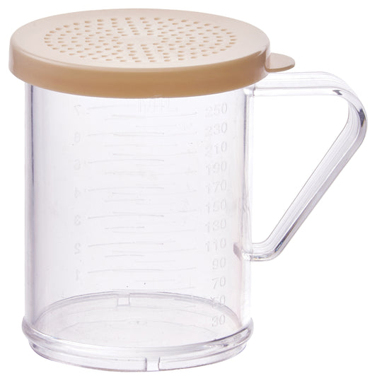 Winco PDG-10B 10 oz. Polycarbonate Dredge with Beige Snap-on Lid