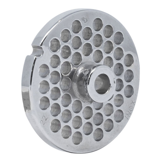 Omcan 11202 #22 One Notch/Round European Style Stainless Steel Plate with Hub, 8mm (5/16")