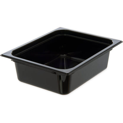 Carlisle 10221B03 1/2 Size Black Polycarbonate StorPlus Food Pan, 4" Deep