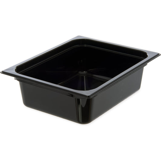 Carlisle 10221B03 1/2 Size Black Polycarbonate StorPlus Food Pan, 4" Deep