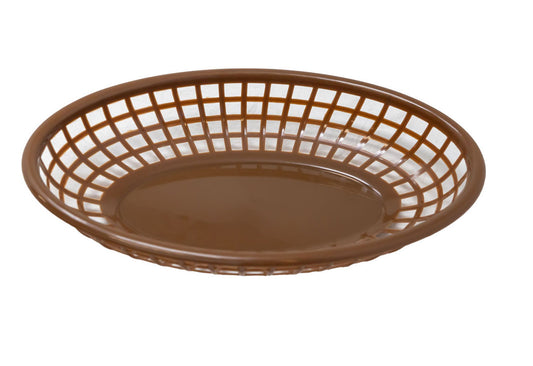 Omcan 80358 9 1/4" x 5 3/4" Brown Oval Plastic Fast Food Serving Basket