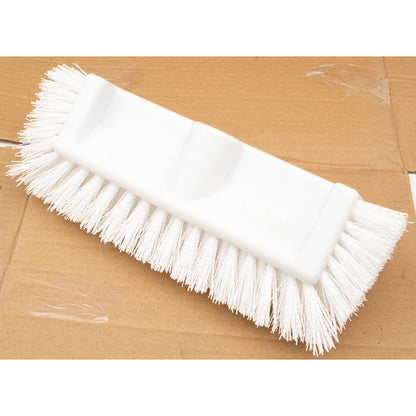 Carlisle 40422EC02 12" White Color Coded Mult-Level Floor Scrub Brush with End Bristles
