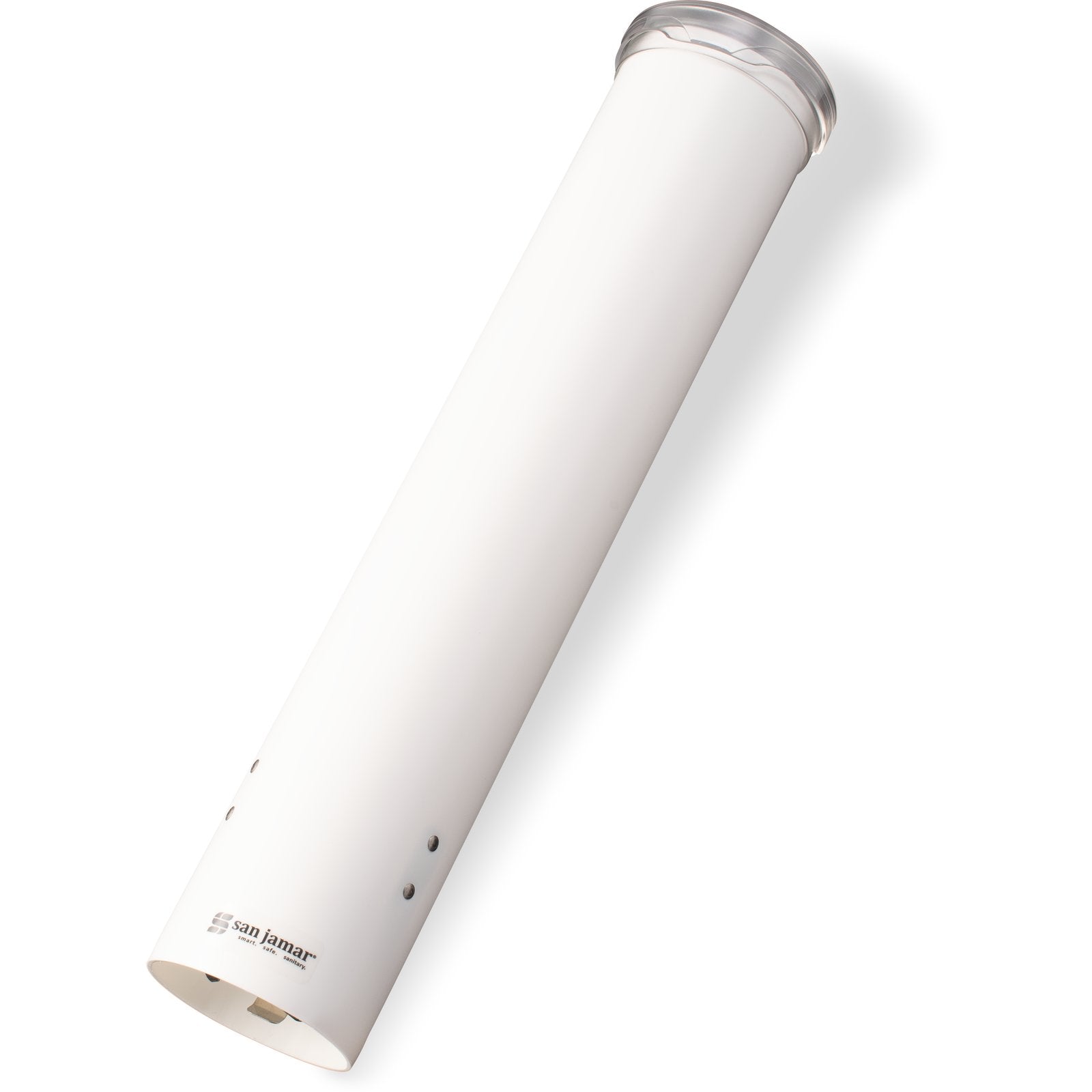 San Jamar C4160WH Small White Pull-Type Water Cup Dispenser with Flip Cap