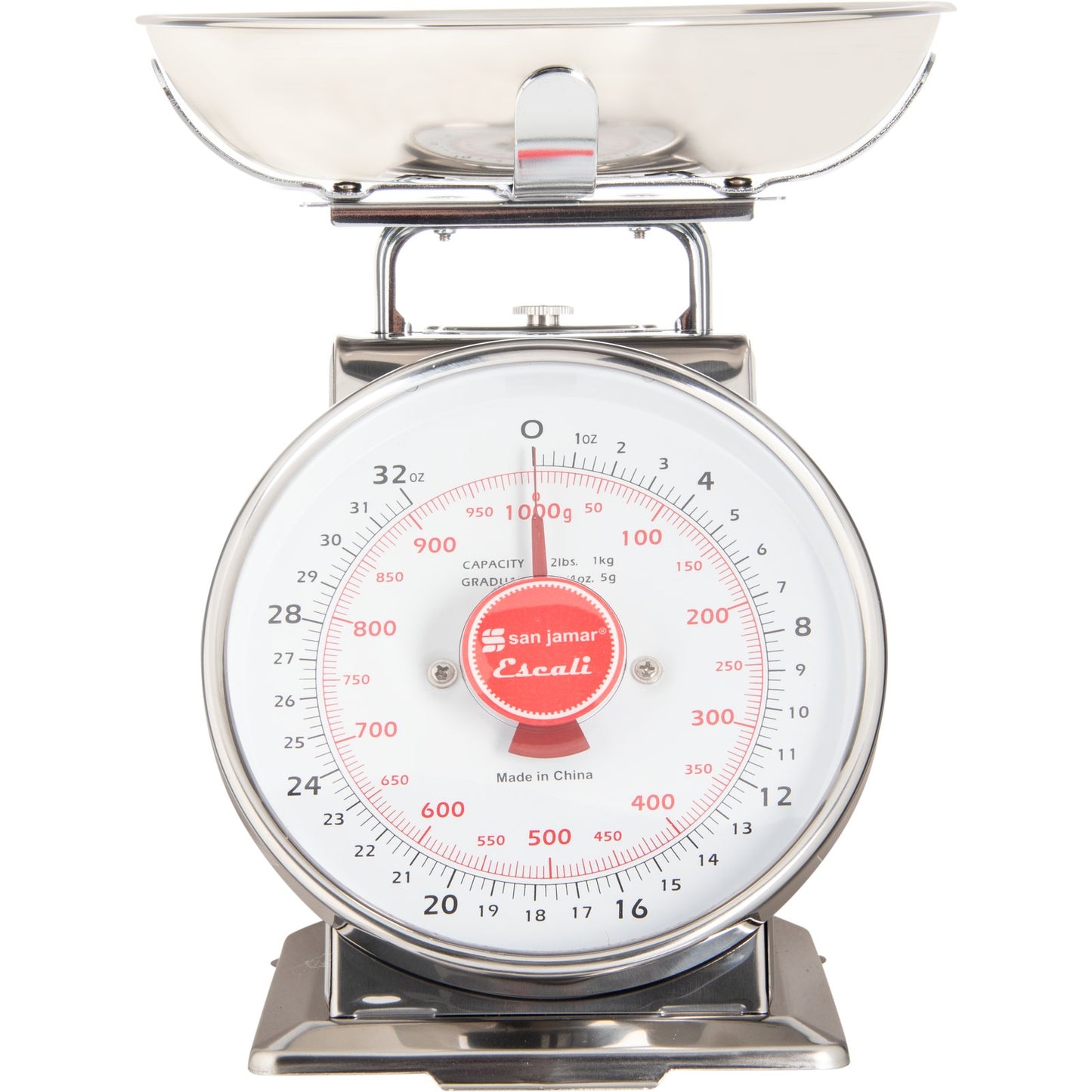San Jamar SCDLB2 2 lb/1 kg Dial Scale with Bowl - China