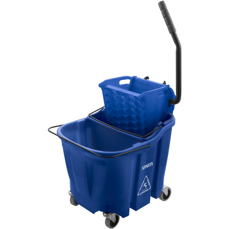Sparta 9690414 35 Qt Blue Polypropylene OmniFit Mop Bucket Combo - Side Press Wringer & Soiled Water Insert