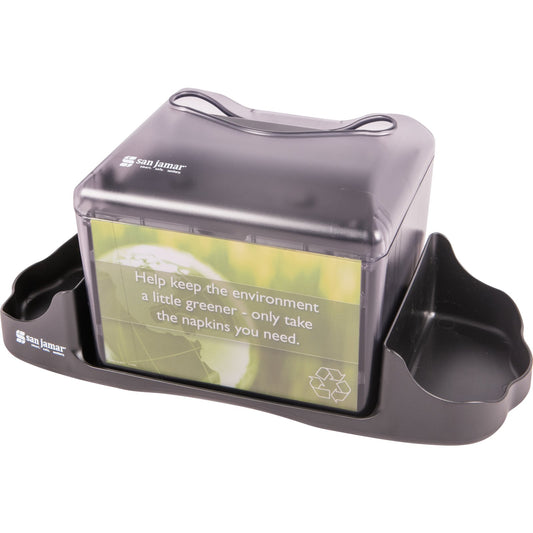 Carlisle H4005CTBK 200 Napkins Black Tabletop Venue Napkin Dispenser with Caddy, Fullfold