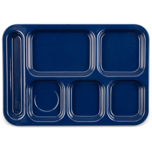 Carlisle 4398850 14.5" x 10" Dark Blue 6-Compartment Melamine Right Hand Tray