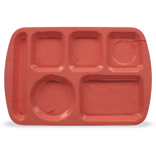 Carlisle 586500 10" x 14" Variegated 6-Compartment Melamine Left-Hand Economy Tray