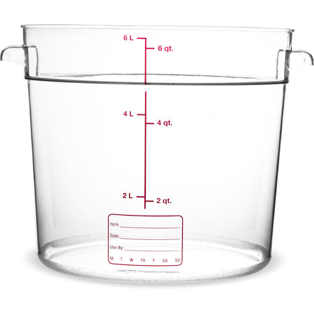 Carlisle 1076507 6 Qt Clear Round Polycarbonate StorPlus Food Storage Container