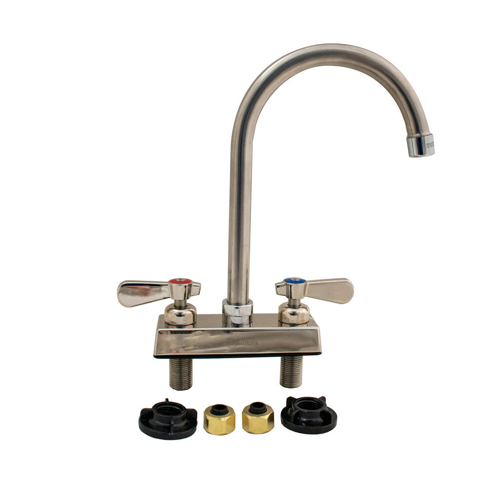 BK Resources EVO-4DM-5G Stainless Steel Evolution 4" Deck Mount Faucet, 5" Gooseneck Spout