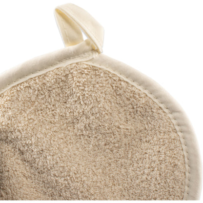 San Jamar 813RPH Tan Round Cotton Terry Pot Holder