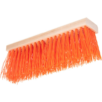 Carlisle 36111624 16" Flo-Pac Hardwood Push Broom Head with Orange Polypropylene Flagged Bristle