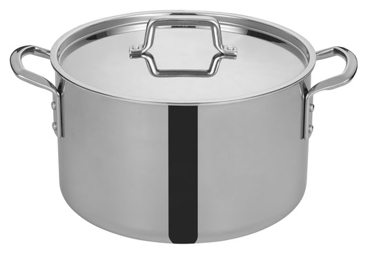 Winco TGSP-16 16 Qt. Stainless Steel Triply Stock Pot w/ Cover