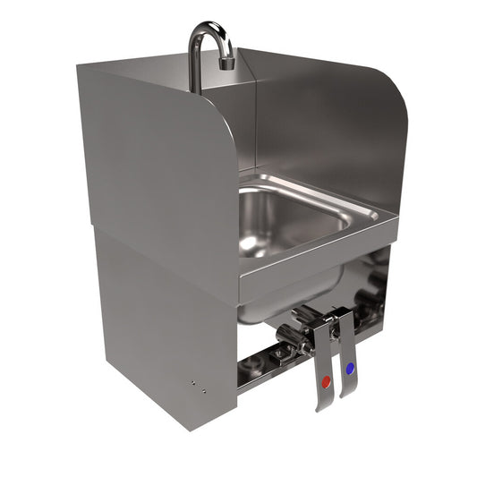 BK Resources BKHS-W-SS-1-SS-BKKPG Stainless Steel Space Saver Hand Sink w/ Sidesplashes & Faucet