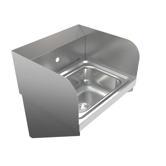 BK Resources BKHS-W-1410-1-SSB 22" X 20" Stainless Steel Wall-Mount Hand Sink with Side Support, Side Splash, Single Splash Mount Hole, 14" x 10" Bowl