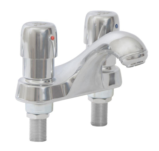 BK Resources MF-4D-G Metering Faucet, 4" C/C Deck Mounted Hot & Cold