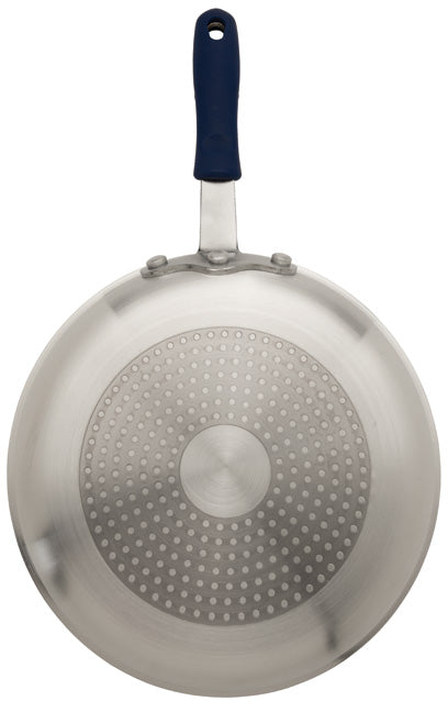 Winco AFPI-12H 12" Natural Finish Aluminum Induction Ready Fry Pan w/ Stainless Steel Bottom