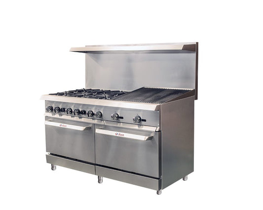 Ikon IR-6B-24RB-60 60" Six Burner Gas Range with 24" Radiant Broiler
