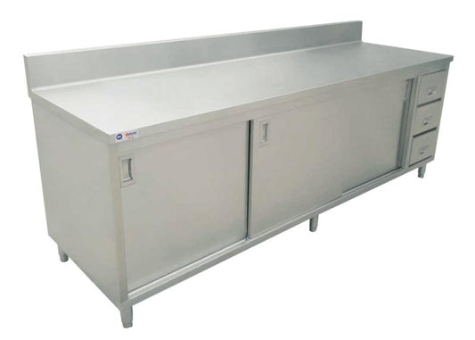 Omcan 45286 30" x 72" Worktable with Cabinet, Drawers, and Sliding Doors