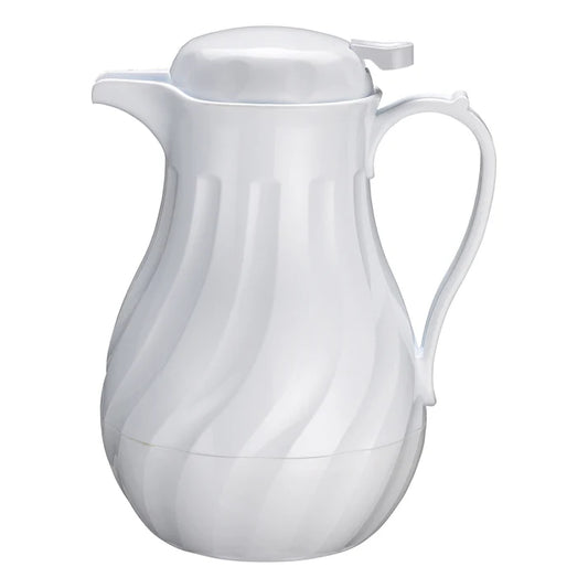 Winco VSW-20W 20 oz. White Swirl Push Button Insulated Beverage Server