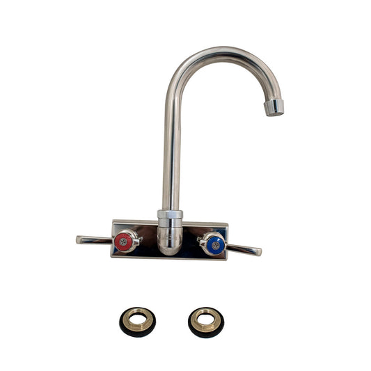 BK Resources EVO-4SM-4G Stainless Steel Evolution 4" Splash Mount Faucet 4.5 Gooseneck Spout