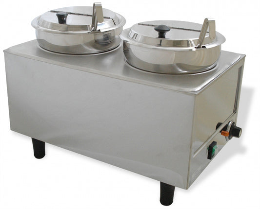 Winco 51072P Benchmark Dual Well Food Warmer - 2 Ladles & Lids