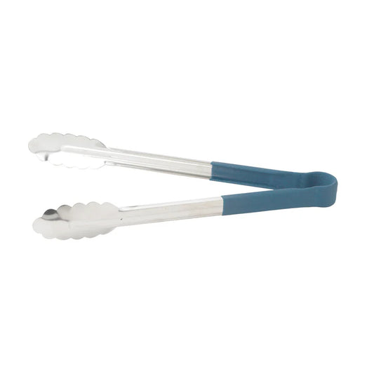 Winco UTPH-12B 12" Blue Stainless Steel Utility Tong, Polypropylene Handle