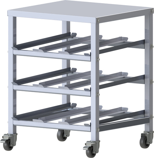Winco ALCR-3M 3-Tier Aluminum Heavy Duty Mobile Under-Counter Can Storage Rack