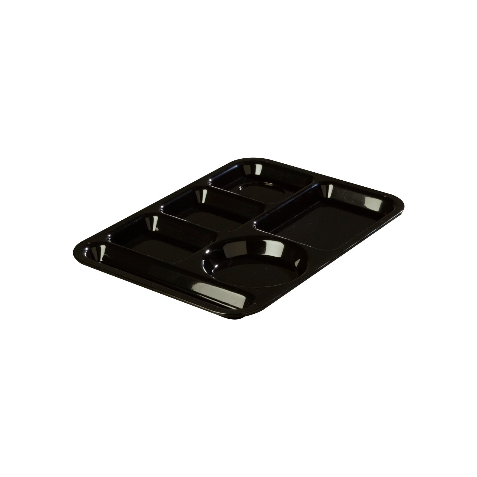 Carlisle 61403 10" x 14" Black 6-Compartment ABS Left-Hand Tray