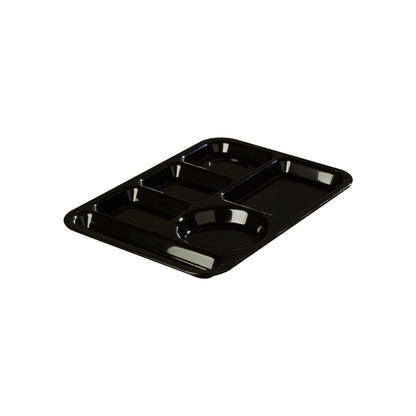 Carlisle 61403 10" x 14" Black 6-Compartment ABS Left-Hand Tray