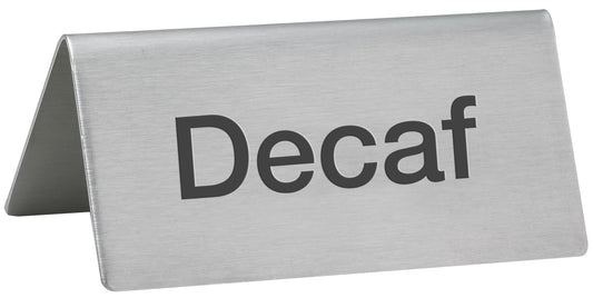 Winco SGN-102 Stainless Steel Tent Sign - "Decaf"
