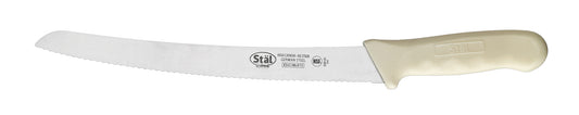 Winco KWP-91 9-1/2" White Curved Polypropylene Handle Bread Knife