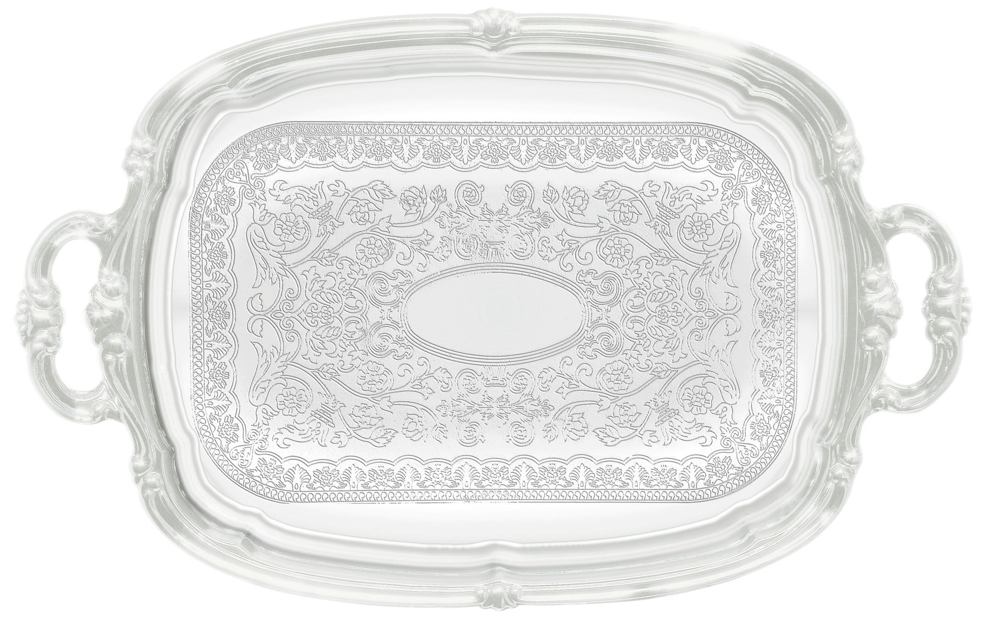 Winco CMT-1912 19" x 12" Serving Tray w/ Handles, Chrome Plated