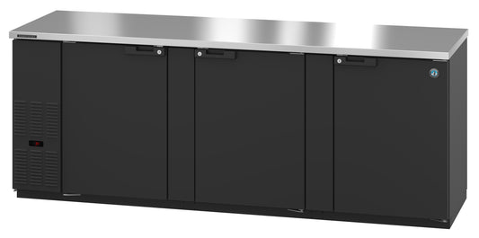 Hoshizaki BB95 Black Three Section Vinyl Back Bar Back Bar, Solid Doors Refrigerator