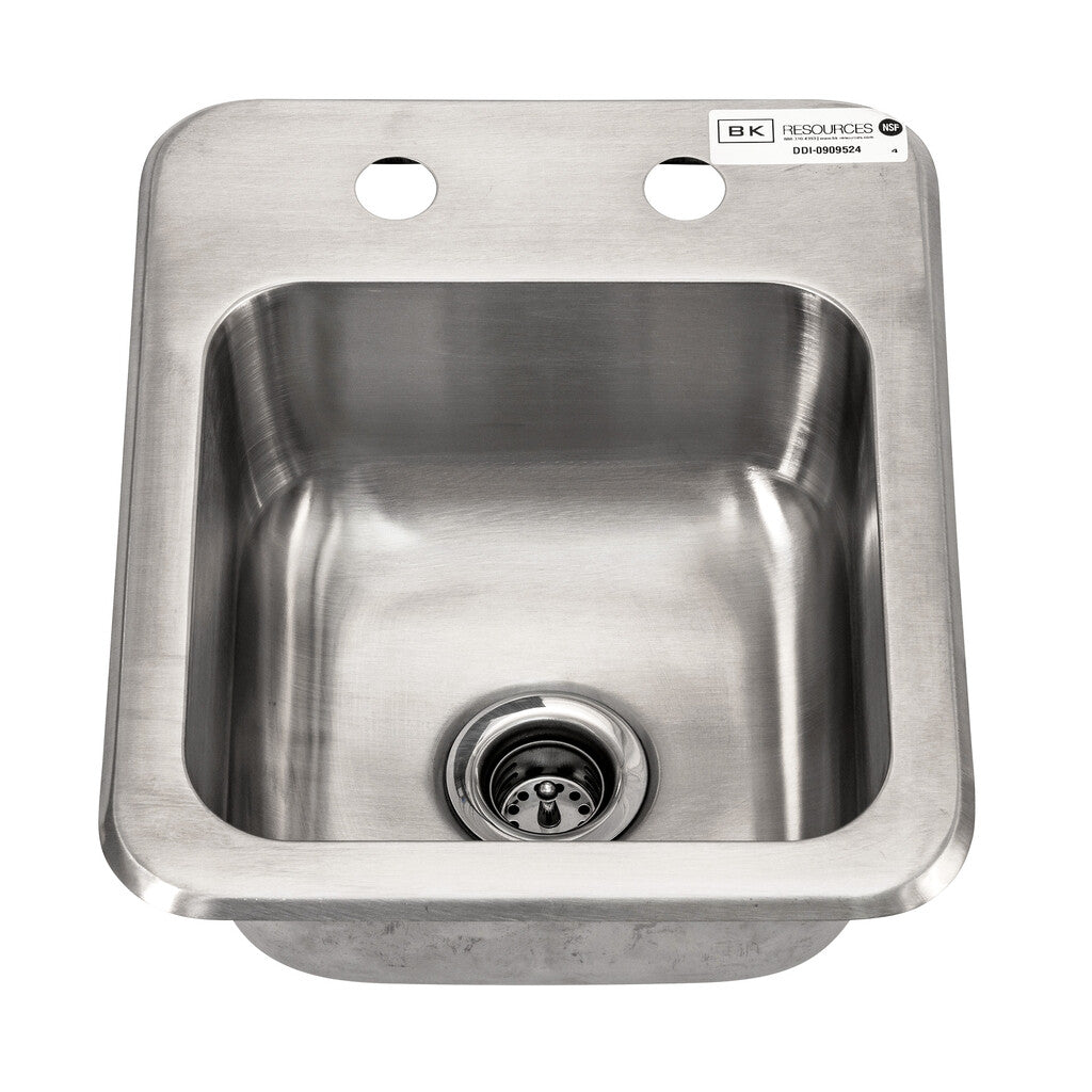 BK Resources DDI-0909524 One Compartment Stainless Steel Drop-In Sink 9L x 9W x 4D Bowls