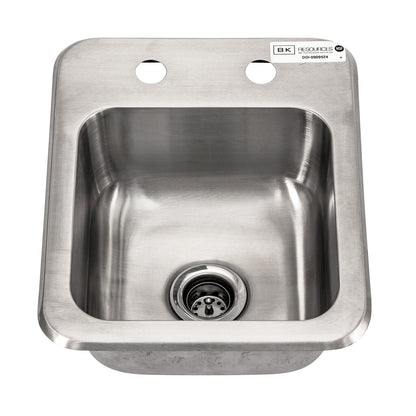 BK Resources DDI-0909524 One Compartment Stainless Steel Drop-In Sink 9L x 9W x 4D Bowls
