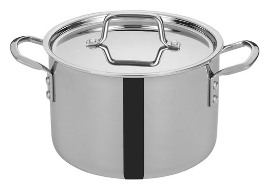 Winco TGSP-6 6 Qt. Stainless Steel Triply Stock Pot w/ Cover